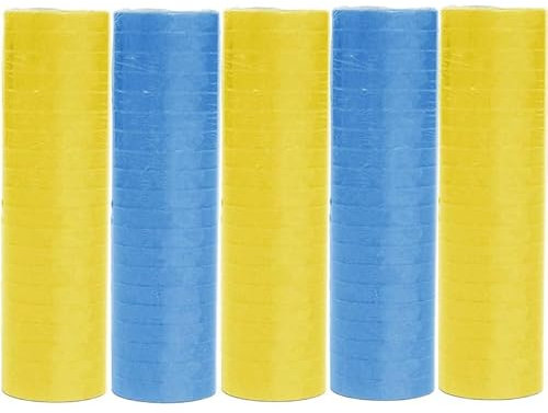 Luftschlangen Papier bunt Party Deko Geburtstag Hochzeit Set holografisch, Stück:5 Stück, Luftschlangen:Blau/Gelb