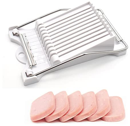 Multifunctional Stainless Steel Luncheon Meat Slicer,Home Slicing and Splitting Tools, Food Slicer for Butter, Cheese,Kiwifruit,Strawberry,Banana and Cooked Eggs Etc. (White)
