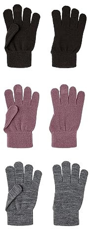 NAME IT Handschuhe NKNMAGIC GLOVES 3P NOOS, Wistful Mauve/Pack:3 PACK with GREY MEL./BLACK, 6
