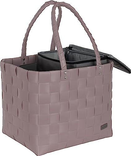 normani Einkaufskorb Einkaufstasche mit Flechtkorb 20 Liter Volumen - Picknicktasche Tasche mit Kühlfunktion Farbe Altrosa Größe Große Kühltasche