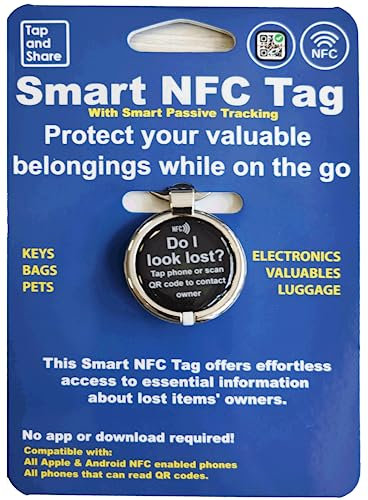 Tap and Share™ Smart Gepäckanhänger | NFC & QR Code Gepäckanhänger mit Smart Passive Tracking 'Am I Lost?' |