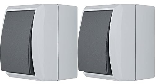 REV 0510295777 AquaForm, Kreuzschalter - Schalter Feuchtraum IP44, einpolig, Aufputz, grau (Packung mit 2)