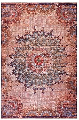 Moderner Kurzflor Teppich im Vintage Look von WECONhome für Wohnzimmer, Schlafzimmer oder Arbeitszimmer – Rooftop (240 x 340 cm, rot)