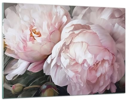 ARTTOR Bilder auf Glas 120x80cm Wandbild Glasdruck Botanik Blumen - 5815 | Pfingstrosen Romantisch Groß XXL Modern Dekoration Wohnzimmer Schlafzimmer Küche Wanddeko Kunstdruck Art Wall Decor ARTTOR