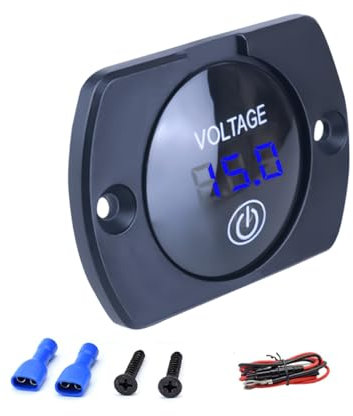 CGEAMDY Auto LED Digital Voltmeter Spannungsmesser Batterieanzeige, Auto LED Digital Voltmeter, Wasserdichtes Spannungsmessgerät Batterietester(Blaues Licht)