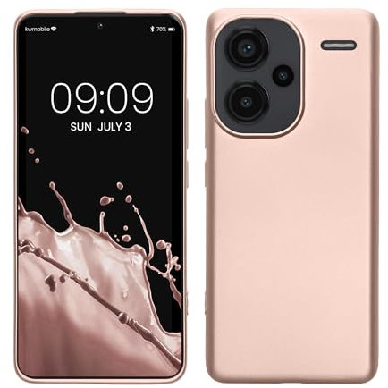 kwmobile Case kompatibel mit Xiaomi Redmi Note 13 Pro+ 5G / Redmi Note 13 Pro Plus 5G Hülle - Schutzhülle aus Silikon metallisch schimmernd - Handyhülle Metallic Rosegold