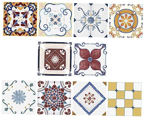 BESTonZON 10 Blätter Wandaufkleber Bodendekor marokkanische fliesenaufkleber Vintage- Wohnkultur Aufkleber für Möbel Fliesenaufkleber abziehen und aufkleben Schrank Heckklappe Ziegel