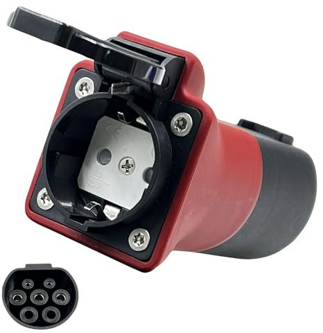 V2L Adattatore per Veicoli Elettrici (EV), 3,5 kW, 16A, 220 V, Adattatore Dal Veicolo Al Carico, Scaricatore Tipo 2, Adattatore Tipo 2 a Schuko, Compatibile Con Veicoli Elettrici IEC 62196-2 Tipo 2