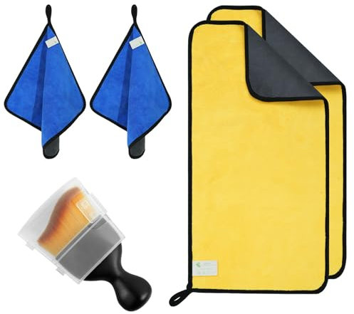 E&C Life Microfibre Cloth for Interior and Exterior Car Cleaning, Drying, Polishing - Thickened 600gsm 11.8X11.8, 11.8X23.6 Inches, 5 Pack (BY-01)