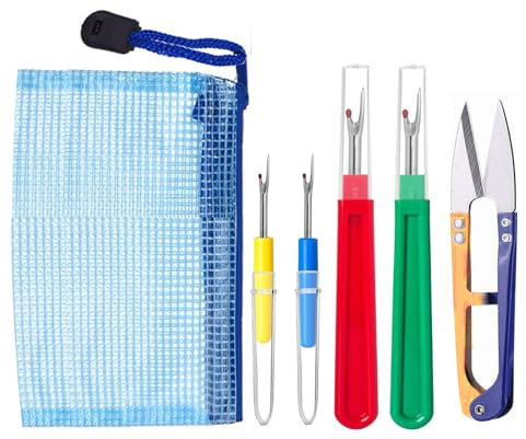 5 Pcs Seam Ripper Set, LIAMGUS Big and Small Sewing Stitch, Stitching Thread Unpicker, Seam Rippers for Sewing, Stitch Ripper with Scissor, Storage Bag, for Open Seams Hemming Seams