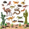 SIENON 32Stück Wüste Tierfiguren Modell Bäume Kaktus Kit Wüste Diorama Projekt mit Kamel Fennec Fox Schlange Skorpion Eidechse Reptil Spielzeug Playset für Kinder Geburtstag Kuchen Topper Party Deko