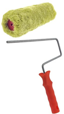 Maler-Steckbügel 250mm mit Kunststoffgriff - Fassaden-Ersatzwalze stark gepolstert, 250mm breit, 20mm Florhöhe, 48mm Kerndurchmesser, grüner Polyamidbezug, 1 Set
