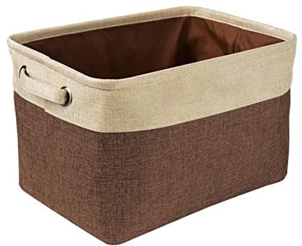 XJKLBYQ Dog Toy Box Storage Basket Bin, Pet Collapsible Storage Box,Rectangular Box Chest Organizer for Dog Clothing,Dog Apparel & Accessories (Brown)