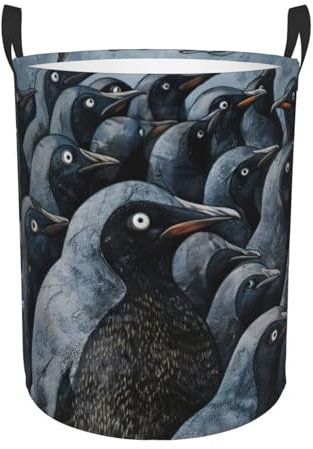 Faltbarer Wäschekorb mit grauem Pinguin, wasserdicht, große Aufbewahrungskörbe, Spielzeug-Organizer, Heimdekoration