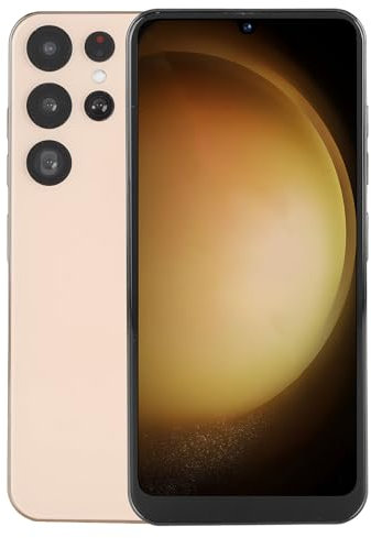 Smartphone Android Desbloqueado, Teléfono Celular 3G, Pantalla Caída de 6.26, 4GB RAM 64GB ROM, Cámara de 8MP+16MP, Desbloqueo Facial, Dual SIM, WiFi 2.4G, Batería 5800mAh (Oro)