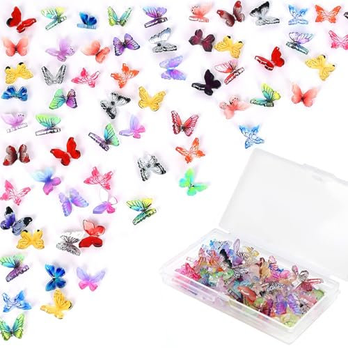 Hebterrka 60 mini farfalle in resina, accessori per la casa delle bambole in miniatura, piccole farfalle per lavori fai da te, mini statuette di animali in resina, per il fai da te, decorazione della
