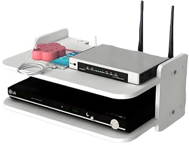 Guoyoocc WIFI Router Storage Shelf,Set-top Box Storage Box Decoder Rack,Floating Wall Mount Modern TV Unit TV Stand,Floating Tv Shelf For Cable Boxes Routers Remotes DVD Players Game Consoles