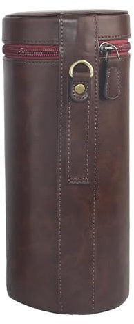 Pochette personnalisée en cuir synthétique pour objectif d'appareil photo, étui épais pour objectif d'appareil photo, appareil photo SLR, téléobjectif (marron foncé, longueur < 225 mm, diamètre < 95