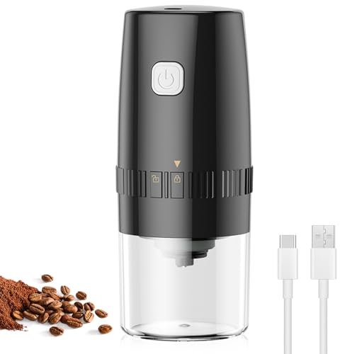 Moulin à café électrique Peppy avec noyau de broyage en acier inoxydable, mini moulin à grains de café rechargeable, broyeur électrique portable avec plusieurs réglages
