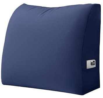 Rückenkissen zum Sitzen im Bett Bettkeil Dreieckiges Lesekissen kissen sofa Rückenstütze Keilkissen, Kopfteil Lendenkissen Rückenlehne sofakissen für Couch Sofa Bett Stuhl, Abnehmbarer Samtbezug, Blau