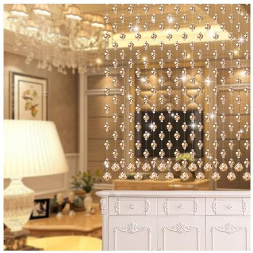 25 Strands Crystal Beaded Curtains Door String Bead Curtain for Doorways, Glass Crystal Beaded Curtains for Panel Closet Room Dividers Bedroom, Wall Decor, Customiza A-90 * 180cm/35 * 71in