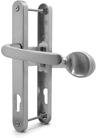 TSS UPVC Door Handle Set- Lever Moveable Pad - 92mm / 62mm PZ (Centres) - 215mm Screw to Screw - Backplate 246mm X 32mm - Replacement UPVC Door Handles - PVC Door Handle (Silver)