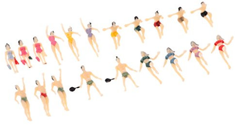 Courtieyeardceastea 20 Stück HO Maßstab 1:100 Bemalte Modellfiguren Menschen Schwimmer