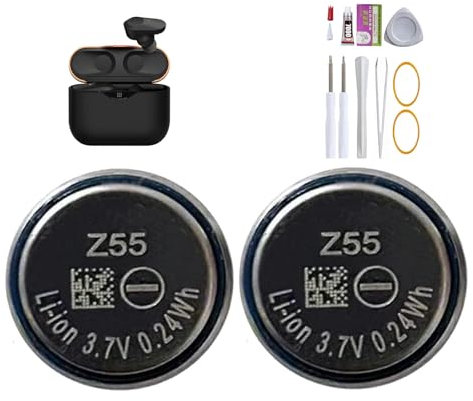Lot de 2 batteries de rechange HIGHAKKU Z55 compatibles avec WF-1000XM3 WF-1000X WF-XB700 WF-SP700N WF-SP900 Écouteurs sans fil Bluetooth Series
