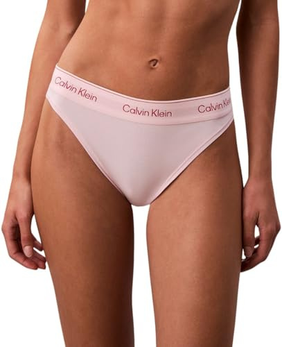 Calvin Klein Women’s High Leg Briefs with Logo Waistband, Pink (Potpourri), M