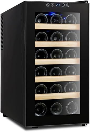 IUBGFTO Refrigerador para vinos con 18 Botellas, pequeña Bodega Independiente, refrigerador para vinos electrónico con Control de Temperatura, Puerta de Vidrio Templado con Cerradura