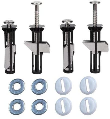 4Pcs Heavy Duty Toilet Seat Fastener Bolt Kit, Universal Toilet Seat Bolt Kit, Toilet Seat Fittings, Stainless Steel Fixings for Top Lid Hinges, Toilet Screws Replacement Kit, Easy Installation
