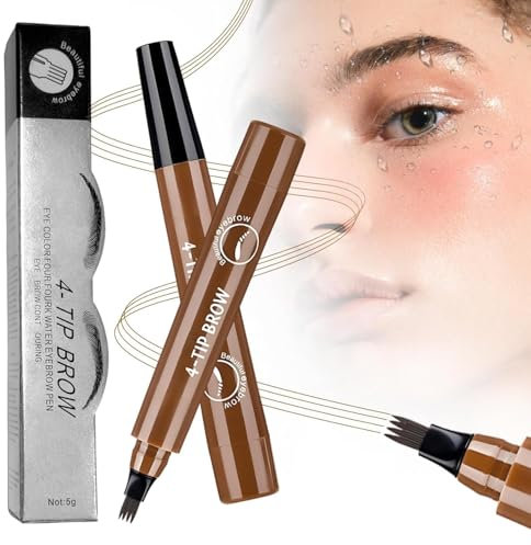 3d Waterproof 4-Tip Magic Eyebrow Pencil, 2025 Upgrade Microblading Eye brow Pencil, Natural Makeup Long-Lasting Fine Stroke Magic Eyebrow Pen (Dark Brown)