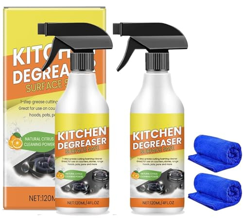 2 Stück Küchen-Entfettungsschaum,Hochleistungs-Fettlöser-Spray,Allzweck-Schaumreiniger-Spray, für Dunstabzugshaube, Backofen, Töpfe