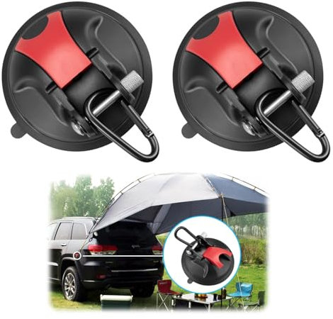 Magicbox 2 Stück Upgrade Saugnapf Haken Camping, 30KG Tragkraft Saugnäpfe mit Haken Starker Halt für Wohnmobil Caravan Bad Küche, Ohne Bohren, Saugnäpfe mit 2 Haken