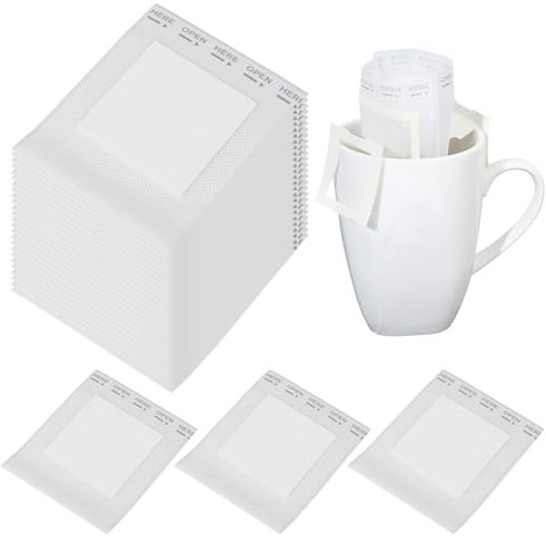 YBEATY 50 PCS Hanging Ear Drip Bags Portable Coffee Filter Paper Single Serve Disposable Drip Coffee Filter Paper Bag Perfect for Cups Utensils Travel Camping Home Office Outdoor On The Go