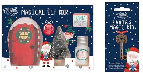 YöL Santa’s Magic Key & Magical Elf Door Set with Santa Sign, Christmas Tree, Elf Dust & 8 Footstep Stencils – Festive Decoration & Christmas Tradition for Kids to Spark Imagination