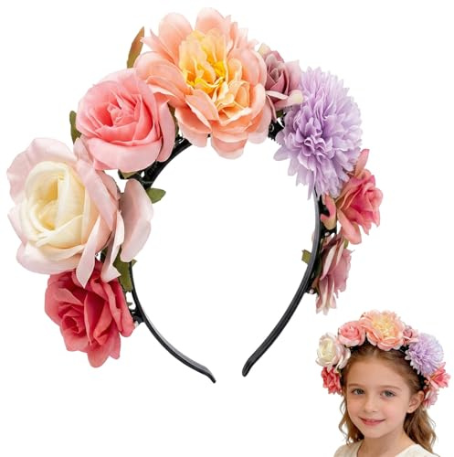 Coroncina Fiori Fascia Capelli per Bambina Donna, Coroncina Compleanno Costume da Fiore Coroncine, Cerchietto Corona Fiori Capelli Accessori per Comunione Sposa Damigella Onore, Feste