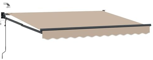 vidaXL Elektrische ausziehbare Markise Beige 3 x 2,5 m, Automatische Markise, moderne elektrische Überdachung, ausziehbare Sonnenschutzlösung, Aluminiumterrassenabdeckung, Außenschutz, LED-Beleuchtung
