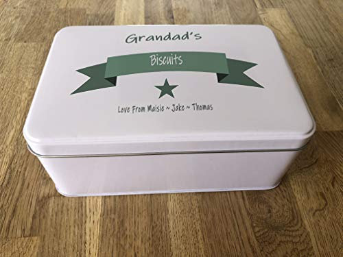 Shabby Chic Style PERSONALISED Tin ~ Grandad's BISCUIT Tin .. GRANDAD ~ BAMPY ~GRANDPA ~ GRANDPOPS ~ Tin GIFT ANY NAME YOU WOULD LIKE... Gift Birthday Present Christmas