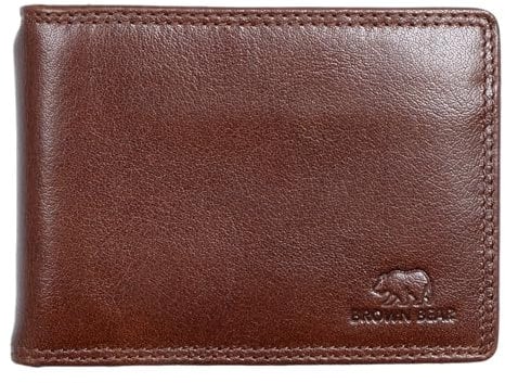 BROWN BEAR Dollarclip Geldbörse Herren Leder Braun mit Münzfach und RFID-Schutz - Männer Portemonnaie mit Geldklammer - Echtleder Geldbeutel für 10 Karten - BB Golf 1018 TBR