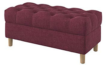 Furninero - Tiefer gepolsterter Sitzbank Sitzhocker Sitzruhe Betthocker Ottomane, mit Stauraum, Gerundete Beine, 100 cm breit, Softi Cherry Stoff (Wasserabweisen), Rot