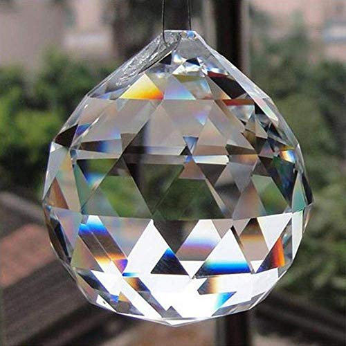 Petrichor Clear Crystal Hanging Ball Feng Shui Prisms Sun-Catcher Window Decorative Good Luck Prosperity - Home Decoration/Gifting (40 mm/Pack of 2)