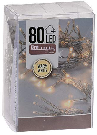 LED Lichterkette warm weiß mit Timer - 8 m Länge mit 80 LED - Weihnachts Beleuchtung für Innen - Indoor Weihnachten Advent Winter Tisch Fenster Deko Batterie betrieben