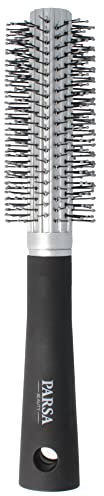 PARSA Beauty Trend Line Haarbürste – Rundbürste (Silber) mit Kunststoffpins für Volumen und Fülle beim Föhnen – Haarbürste ohne Ziepen