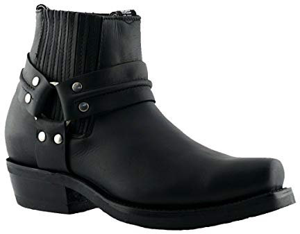 Grinders Unisexe Renegade LO Noir Cuir Cowboy Western Motard Bottines 42