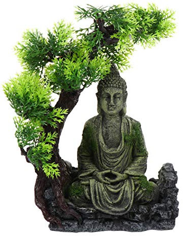 balacoo Alte Buddha-Statue Im Aquarium Schildkrötenstatue Hotel Buddha Herzstück Schreibtischdekoration Aquarium Landschaft Aquariumdekorationen Buddha Tischdekoration Traum Harz Felsen