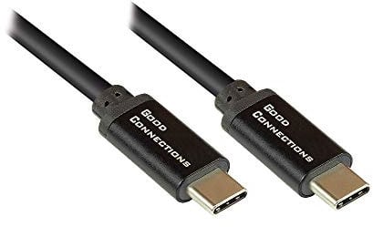 Good Connections USB-C SmartFLEX Lade- / Datenkabel, Power Delivery (PD3) 100W - USB 2.0-5A E-Marker - KUPFERLEITER, Metallgehäuse - für Smartphone, Ultrabook, Tablet, MacBook, SCHWARZ - 1,5 m