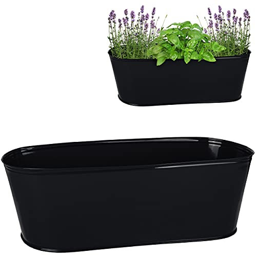 alles-meine.de GmbH großer XL - Topf/Blumentopf Farbwahl Metall - Ø 50 cm - schwarz - oval - länglich - groß - Eimer/Dekotopf - Übertopf - rostfrei Blech - bunt - Blumenk..