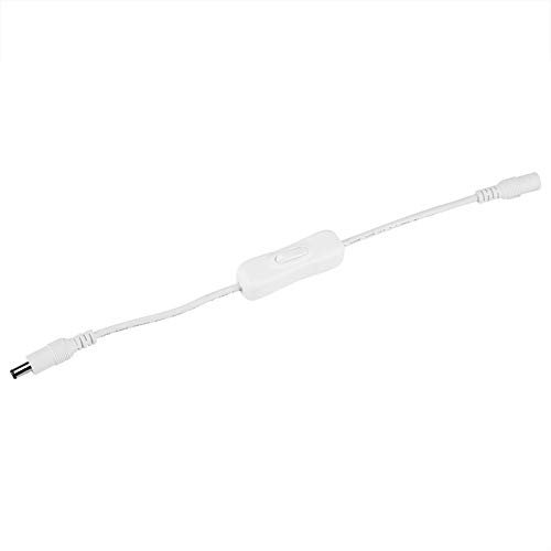 Conectores de tira de luz LED, 5 piezas 32 cm Conector adaptador de corriente CC en línea con interruptor de encendido/apagado para luces de tira LED(blanco)