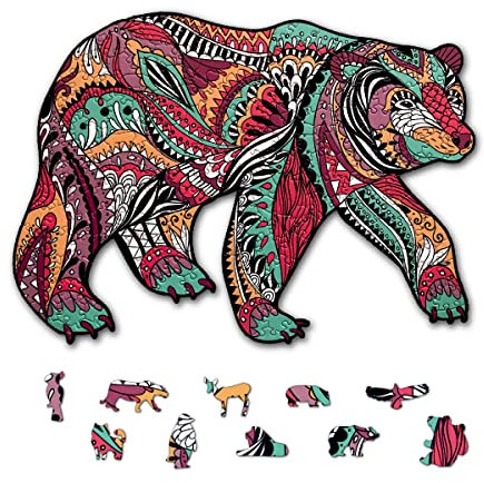 Universal Castle Animal Shaped Jigsaw Puzzles Collection for Adults and Kids, Animals and Decoration Themes Education, Family Fun Activity (Bear w/Puzzle Glue)